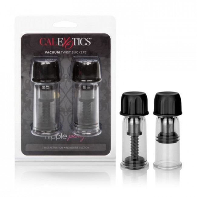 Чёрные помпы для сосков Nipple Play Vacuum Twist Suckers, California Exotic Novelties
