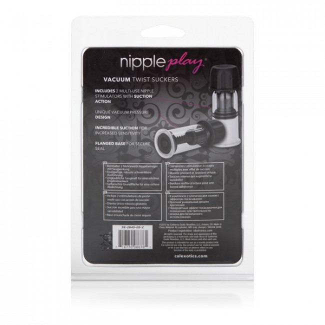 Чёрные помпы для сосков Nipple Play Vacuum Twist Suckers, California Exotic Novelties