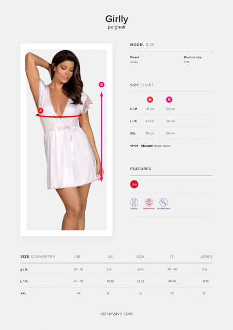 Изящный коротенький пеньюар Girlly Изящный коротенький пеньюар Girlly