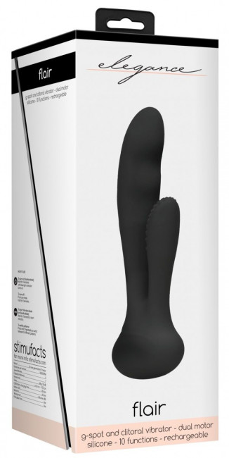 Черный вибратор G-Spot and Clitoral Vibrator Flair - 17,5 см., Shots Media BV