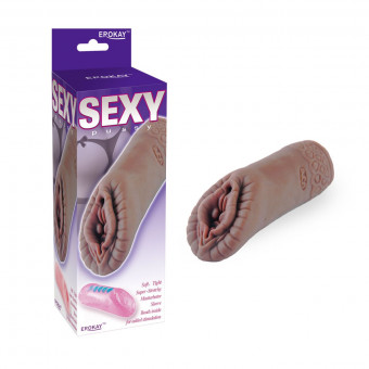 Коричневый мастурбатор Sexy Pussy with Beads Tube, Erokay