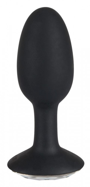 Чёрная анальная втулка с кристаллом Diamond Silicon Plug Large - 11 см.