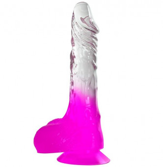 Фиолетовый фаллоимитатор с прозрачным стволом и присоской - 17,8 см., Dream Toys