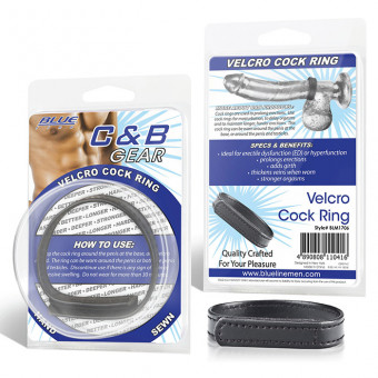 Кольцо на пенис из искусственной кожи на липучке VELCRO COCK RING - 5 см., BlueLine