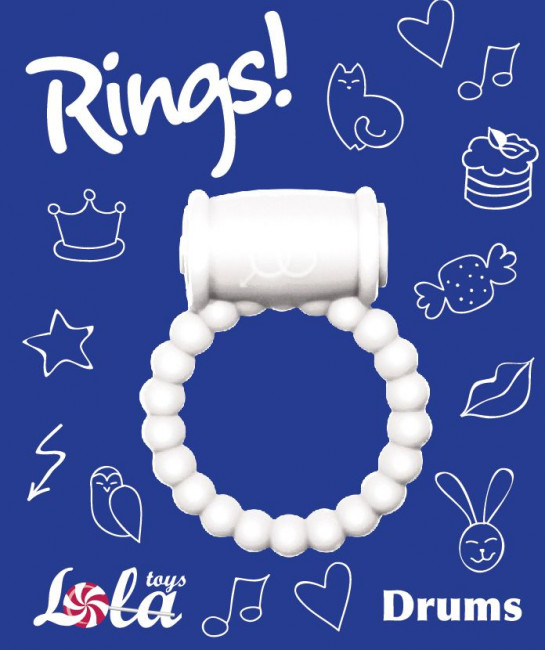 Белое эрекционное кольцо Rings Drums, Lola toys Белое эрекционное кольцо Rings Drums, Lola toys
