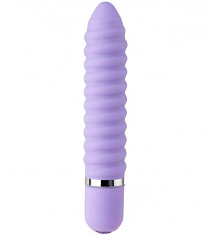 Фиолетовый ребристый мини-вибратор NEON WICKED WAND PURPLE - 11,4 см., Dream Toys