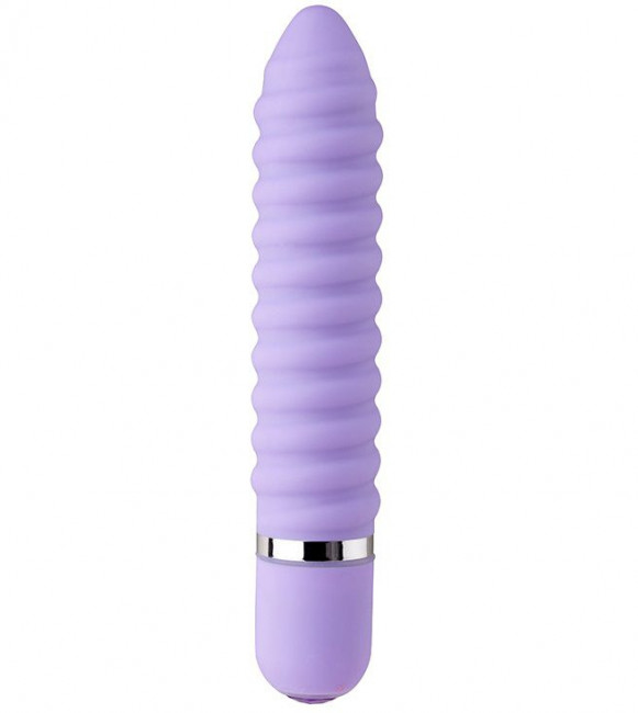 Фиолетовый ребристый мини-вибратор NEON WICKED WAND PURPLE - 11,4 см., Dream Toys