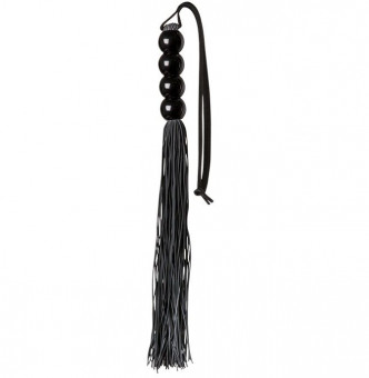 Чёрная мини-плеть из силикона с акриловой рукоятью SILICONE FLOGGER WHIP - 35 см., Blush Novelties