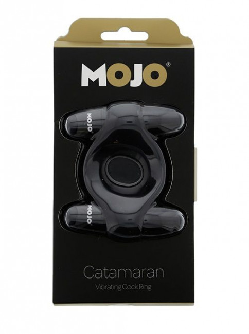 Чёрное эрекционное кольцо с 2 виброэлементами MOJO CATAMARAN, Seven Creations Чёрное эрекционное кольцо с 2 виброэлементами MOJO CATAMARAN, Seven Creations