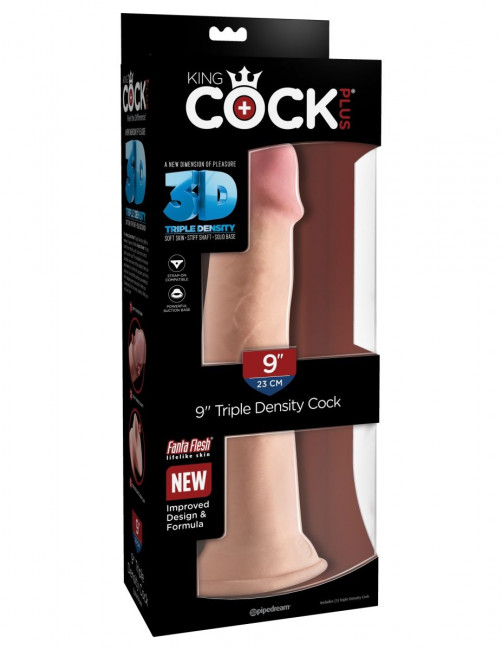 Телесный фаллоимитатор на присоске 9" Triple Density Cock - 26,7 см.