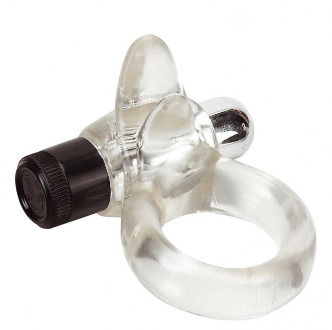 Прозрачное эрекционное кольцо VIBRO RING CLITORAL TONGUE CLEAR, Seven Creations