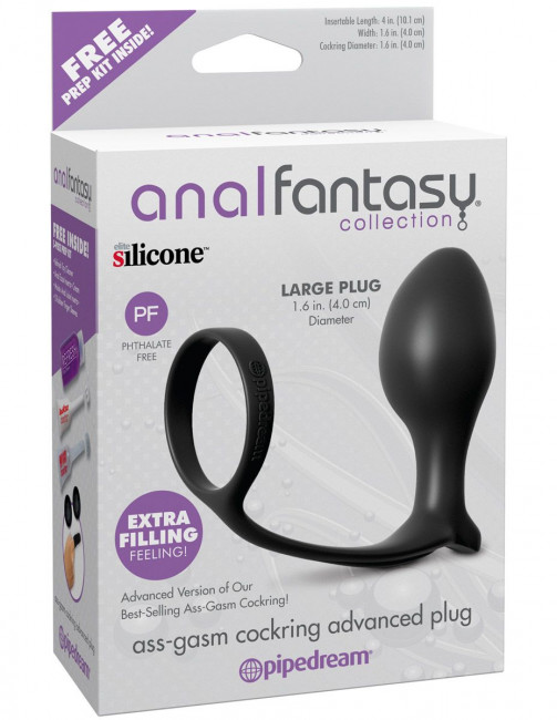 Эрекционное кольцо Ass-Gasm Cockring Advanced Plug с анальной пробкой, Pipedream