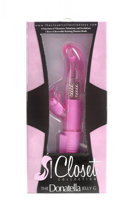 Розовый вибромассажёр для стимуляции G-точки и клитора THE DONATELLA JELLY G, Closet Collection