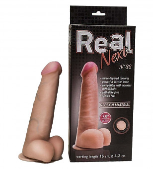 Телесный фаллоимитатор  на присоске  REAL Next №86 - 20,5 см., LOVETOY (А-Полимер)