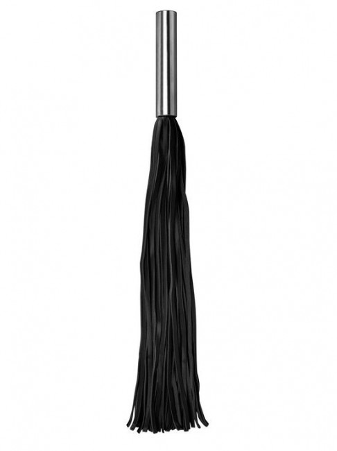Чёрная плётка Leather Whip Metal Long - 49,5 см., Shots Media BV