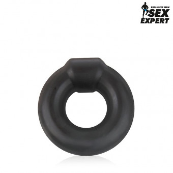 Черное силиконовое круглое эрекционное кольцо Sex Expert, Bior toys