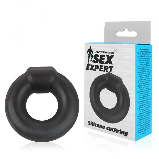 Черное силиконовое круглое эрекционное кольцо Sex Expert, Bior toys Черное силиконовое круглое эрекционное кольцо Sex Expert, Bior toys