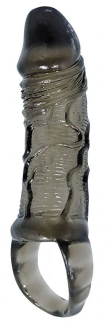 Закрытая насадка на фаллос с кольцом для мошонки - 15 см., Bior toys