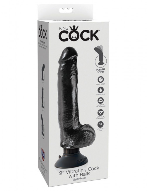 Чёрный виброфаллос со съемной присоской 9" Vibrating Cock with Balls - 22,9 см., Pipedream Чёрный виброфаллос со съемной присоской 9" Vibrating Cock with Balls - 22,9 см., Pipedream