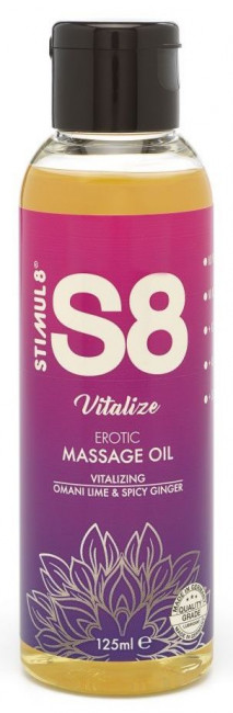 Массажное масло S8 Massage Oil Vitalize c ароматом лайма и имбиря - 125 мл., Stimul8 Массажное масло S8 Massage Oil Vitalize c ароматом лайма и имбиря - 125 мл., Stimul8