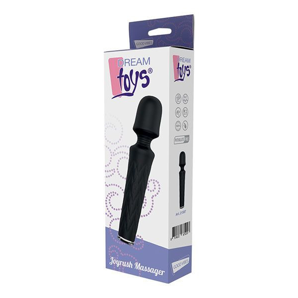Чёрный перезаряжаемый жезловый вибратор JOYRUSH MASSAGER, Dream Toys