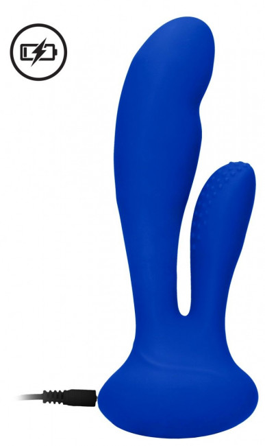 Синий вибратор G-Spot and Clitoral Vibrator Flair - 17,5 см., Shots Media BV