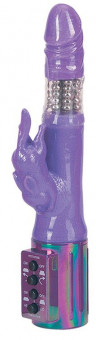 Вибромассажер-ротатор с клиторальным стимулятором PEARLESCENT RABBIT ROTATING/VIBRATING - 20,3 см., Seven Creations