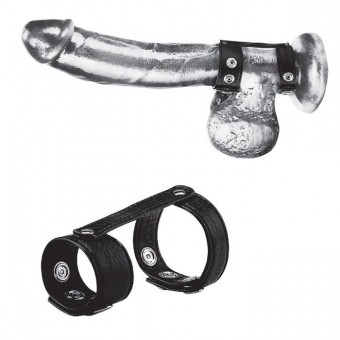 Утяжка на пенис с клёпками Duo Snap Cock And Ball Ring, BlueLine