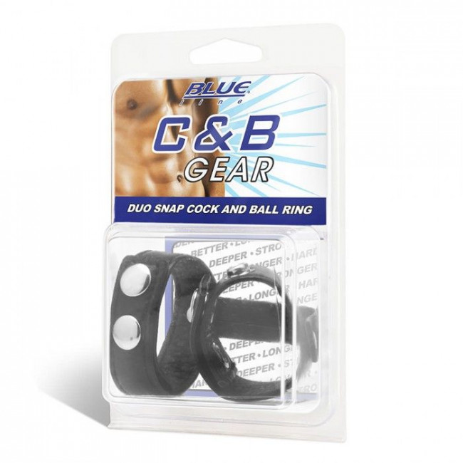 Утяжка на пенис с клёпками Duo Snap Cock And Ball Ring, BlueLine Утяжка на пенис с клёпками Duo Snap Cock And Ball Ring, BlueLine