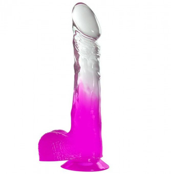 Фиолетовый фаллоимитатор с прозрачным стволом и присоской - 20 см., Dream Toys