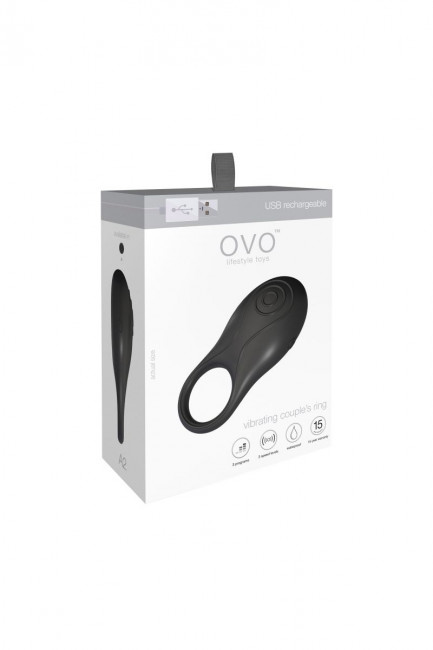 Чёрное эрекционное кольцо OVO A2 с вибрацией, OVO Чёрное эрекционное кольцо OVO A2 с вибрацией, OVO
