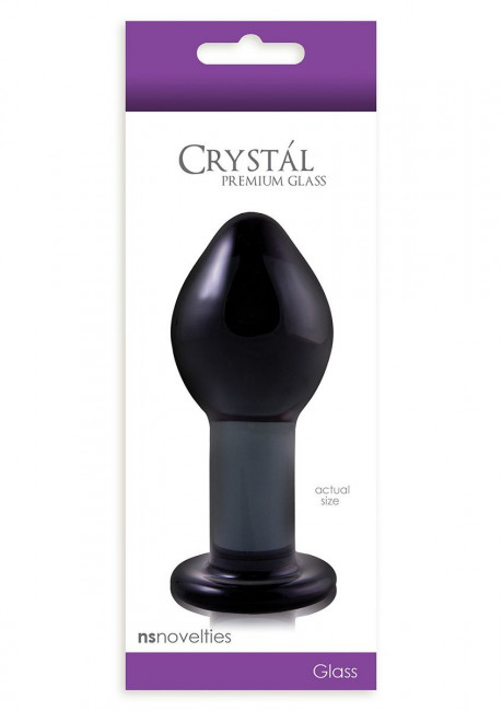 Большая темно-серая стеклянная анальная пробка CRYSTAL PLUG, NS Novelties