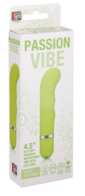 Зелёный мини-вибратор для G-массажа NEON PASSION VIBE GREEN - 11,4 см., Dream Toys