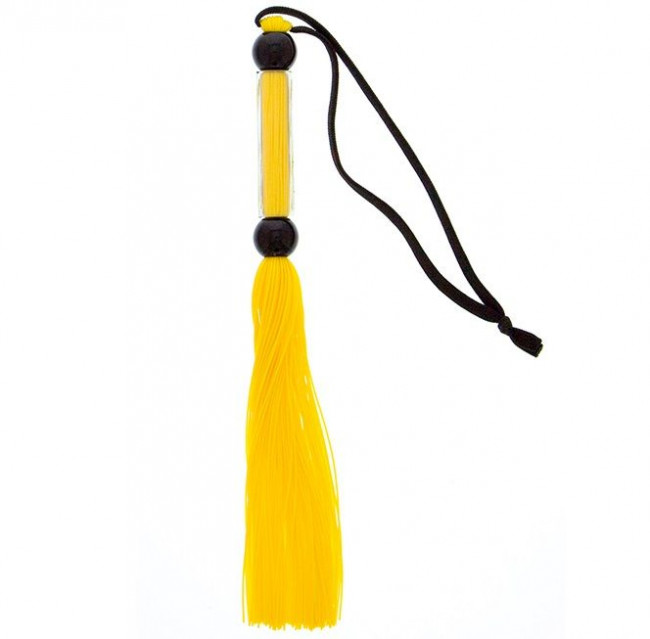 Желтая мини-плеть из силикона и акрила SILICONE FLOGGER WHIP - 25,6 см., Blush Novelties