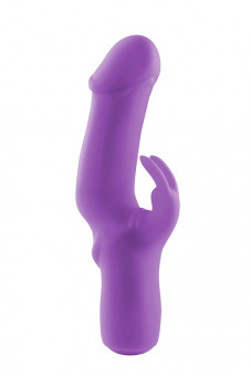 Фиолетовый вибратор с клиторальным отростком MATES FANTASY RECHARGE VIBRATOR - 17 см., NMC