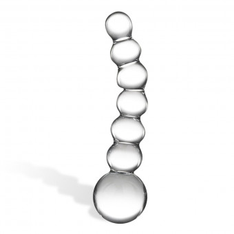 Изогнутный прозрачный стимулятор Beaded Dildo - 13 см., Glas