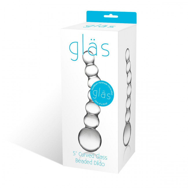 Изогнутный прозрачный стимулятор Beaded Dildo - 13 см., Glas