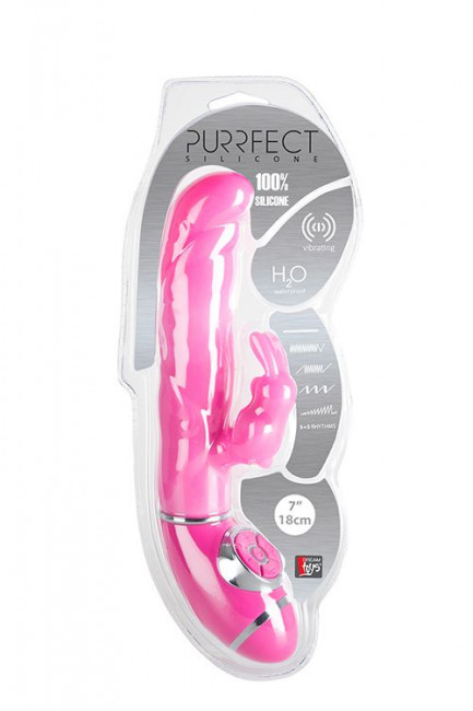 Розовый силиконовый вибратор типа babbit PURRFECT SILICONE 7INCH - 18 см., Dream Toys