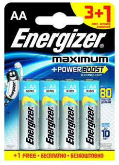 Батарейки Energizer MAX типа E91/AA - 4 шт. (3+1 в подарок), Energizer