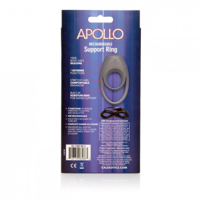 Двойное эрекционное кольцо с вибрацией Apollo Rechageable Support Ring, California Exotic Novelties Двойное эрекционное кольцо с вибрацией Apollo Rechageable Support Ring, California Exotic Novelties