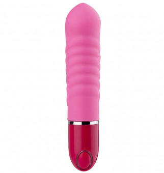 Розовый ребристый мини-вибратор NEON PLEASURE WAVES PINK - 14 см., Dream Toys