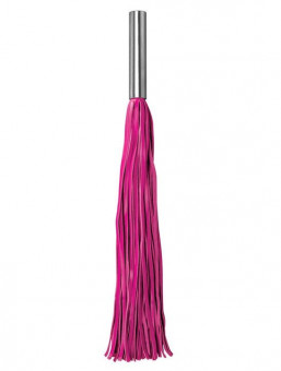 Розовая плётка Leather Whip Metal Long - 49,5 см., Shots Media BV