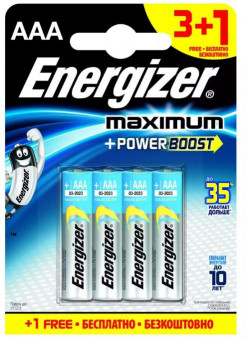 Батарейки Energizer MAX типа E92/AAA - 4 шт. (3+1 в подарок), Energizer