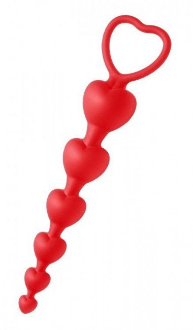 Красные анальные бусы Sweet Heart Silicone Anal Beads - 18,4 см., XR Brands Красные анальные бусы Sweet Heart Silicone Anal Beads - 18,4 см., XR Brands