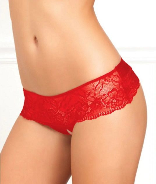 Кружевные стринги с открытым доступом и бантом, Rene Rofe