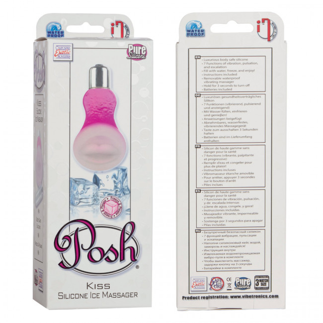 Массажер розового цвета со съемной насадкой для заморозки Posh Silicone Kiss, California Exotic Novelties Массажер розового цвета со съемной насадкой для заморозки Posh Silicone Kiss, California Exotic Novelties
