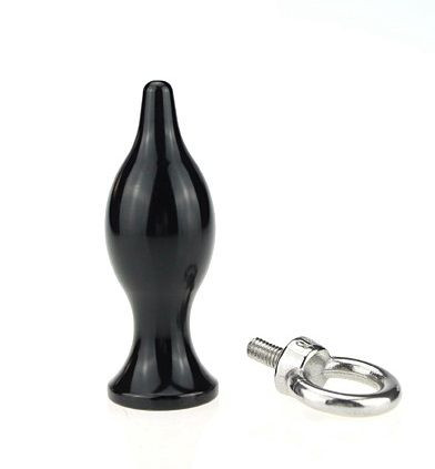 Чёрная металлическая анальная пробка с кольцом - 7 см., 4sexdreaM