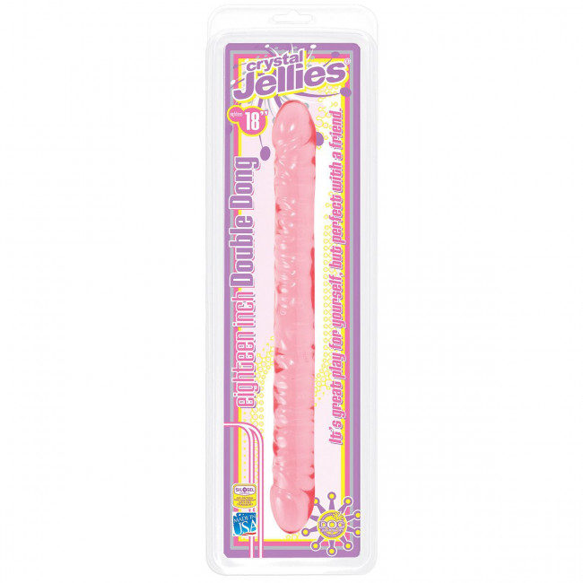 Розовый двухголовый фаллоимитатор Crystal Jellies - 45,7 см., Doc Johnson Розовый двухголовый фаллоимитатор Crystal Jellies - 45,7 см., Doc Johnson