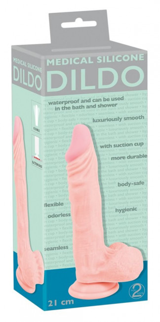 Реалистичный фаллоимитатор с чуть зауженной головкой Medical Silicone Dildo - 21 см., Orion Реалистичный фаллоимитатор с чуть зауженной головкой Medical Silicone Dildo - 21 см., Orion
