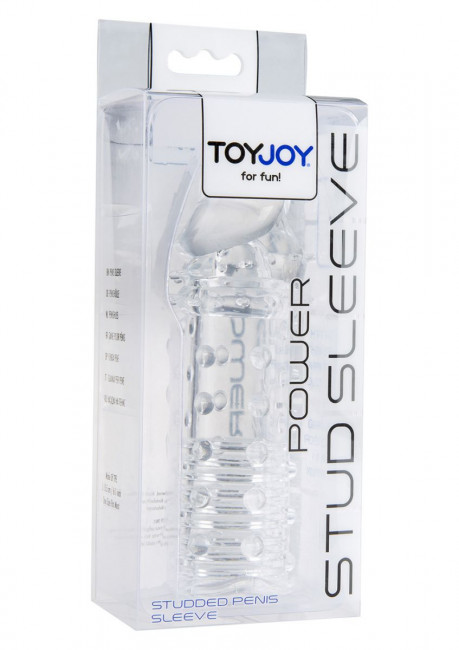 Прозрачная насадка на пенис Power Stud Sleeve, Toy Joy